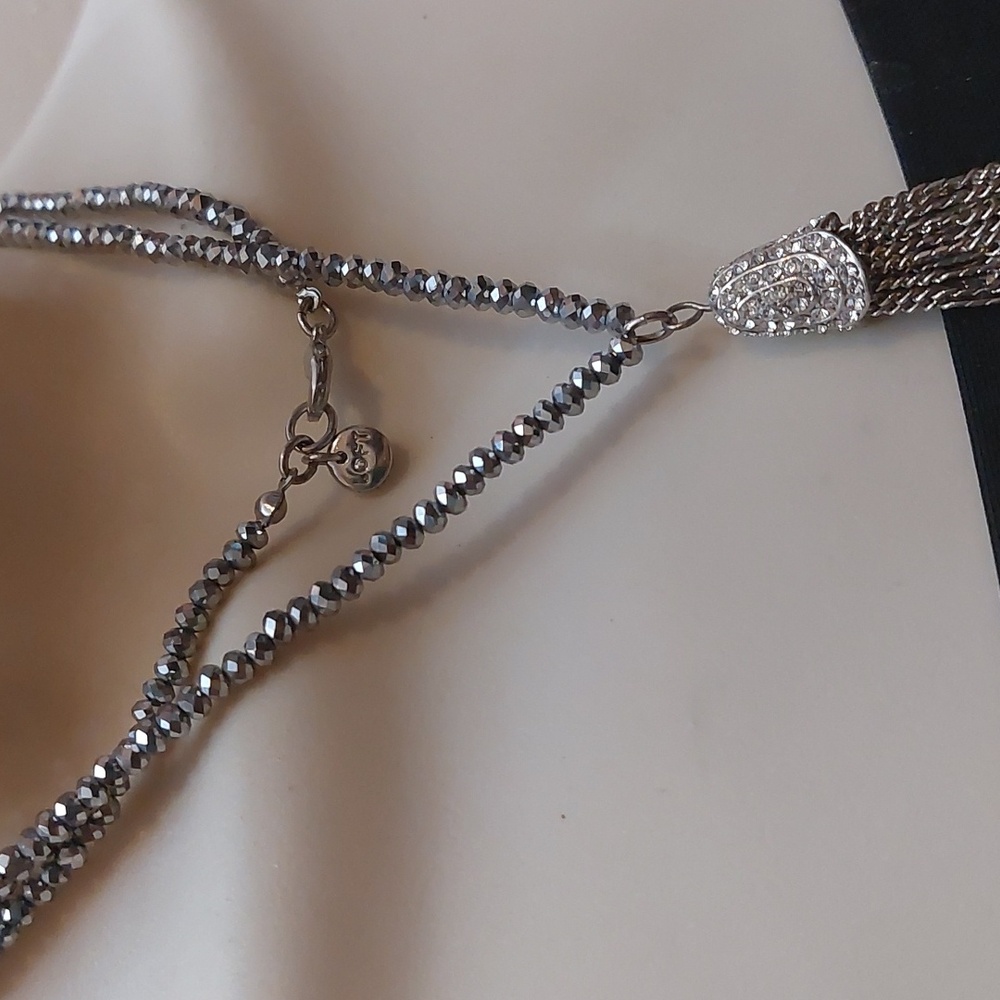LOFT Sparkly Metallic Beads Long Necklace Y Drop Tassel Necklace - Picture 7 of 7